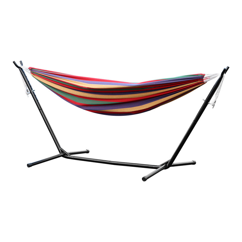 Hamac de luxe pour 2 personnes avec support en acier robuste 450 lb avec étui de transport - pour le jardin extérieur