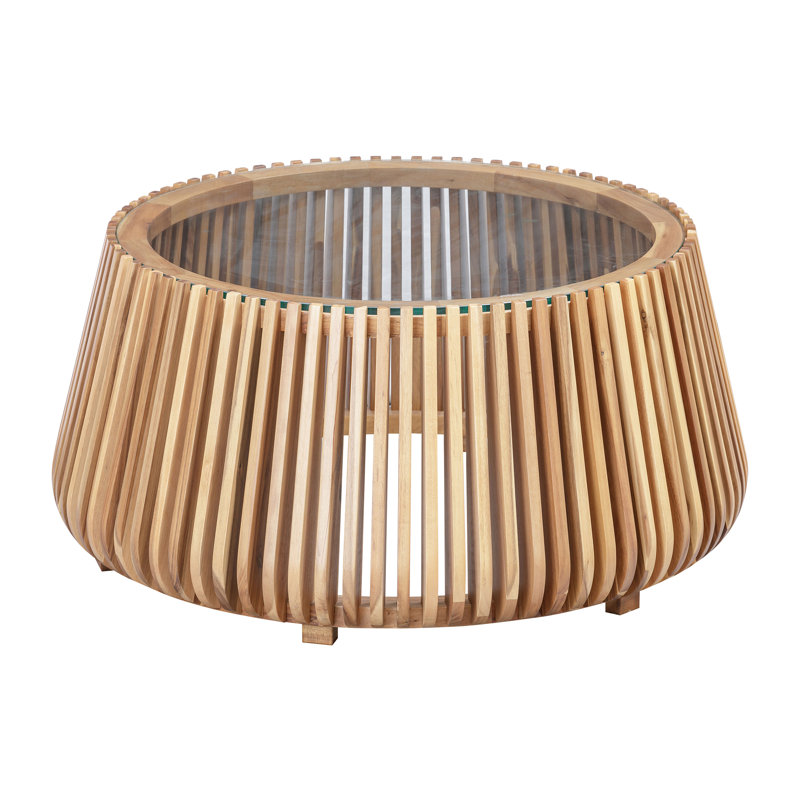Pinkney Acacia Coffee Table, Clear, Brown