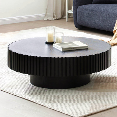 Table basse de 31,49 po avec table d'appoint moderne en bois et piédestal