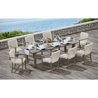 AlsoiWT Teak Wood Patio Dining Set with
