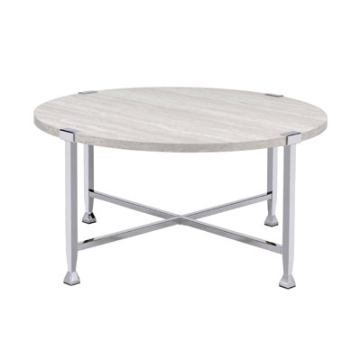 Table basse ronde avec cadre en métal