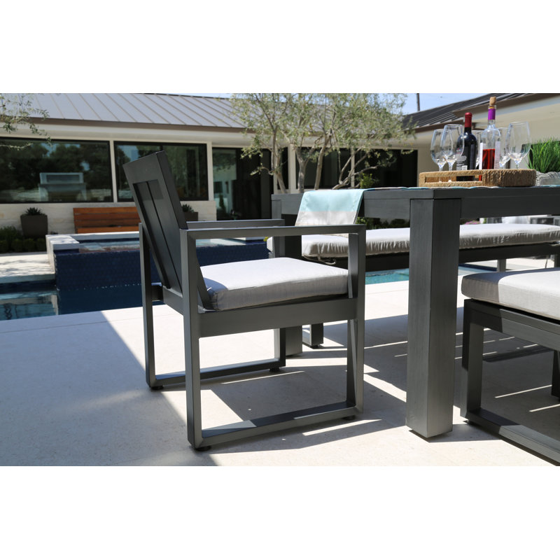 Redondo Outdoor Dining Armchair, Cast Silver Sunbrella®