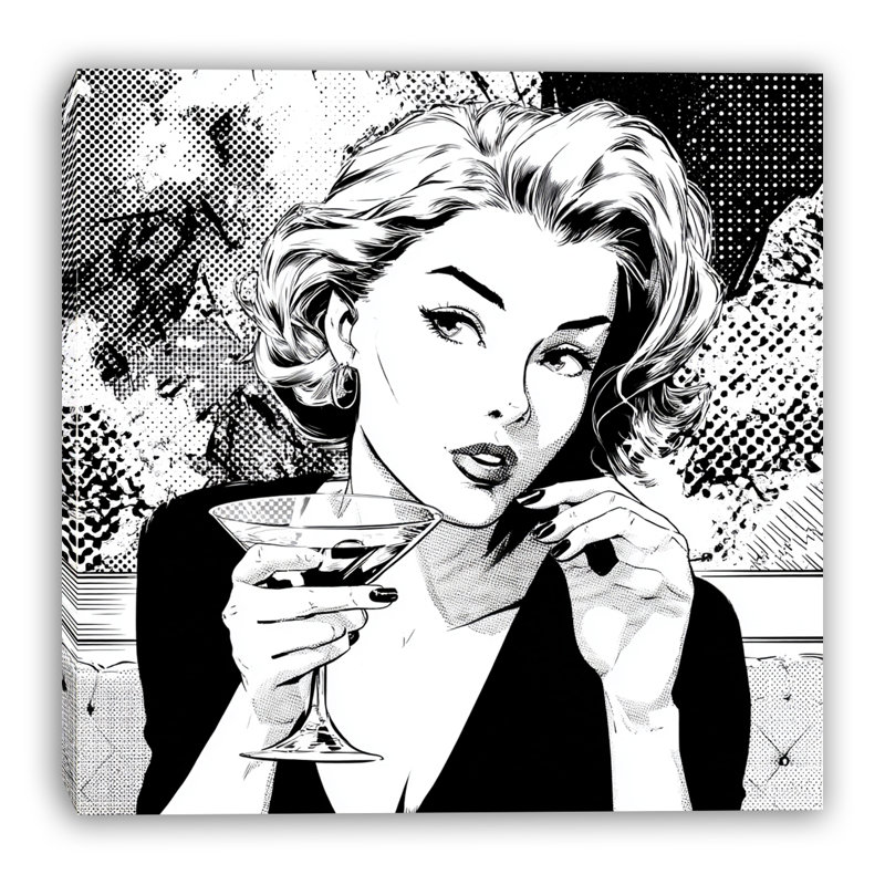 Art mural rétro femme Allure Pop Art, H 20 po x l 20 po x P 1,5 po