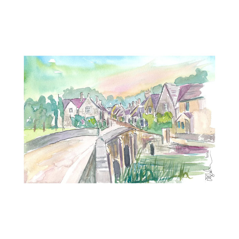 «Castle Combe Cotswolds Bridge And Street In England» par Markus & Martina Bleichner - peinture sur toile tendue