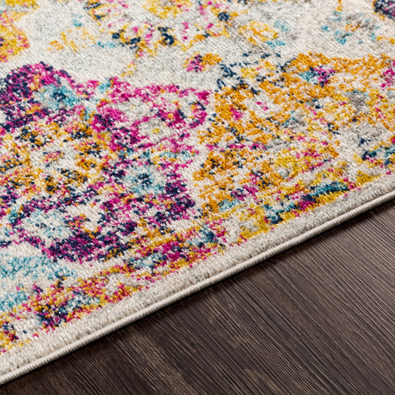 Traditional Rug, Bordered Floral Easy to Clean Rug For Living Room, Dining Room, Bedroom, Rectangle 120 x 170cm