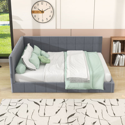 Upholstered Full Wood Daybed with Center Support