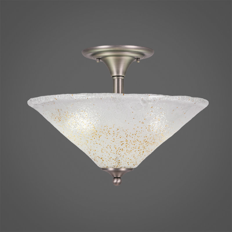 Plafonnier semi-encastré 2 lumières, Gris, Blanc