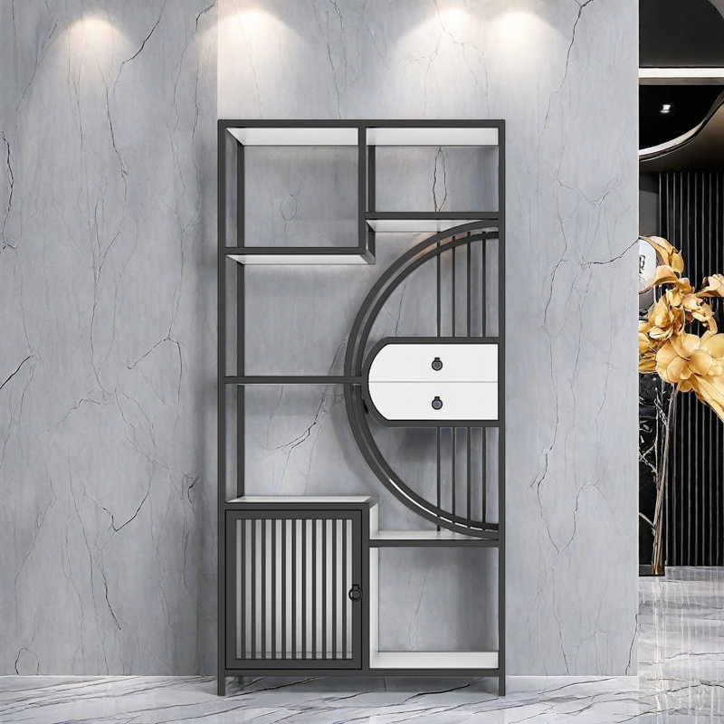 Janitzy, Gold/White, (7 Shelves) 78.7"H x 39.3"W x 11.8"D