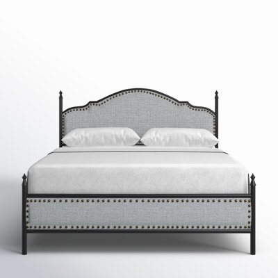 Alaja Upholstered Platform Metal Four Poster Bed by Lark Manor