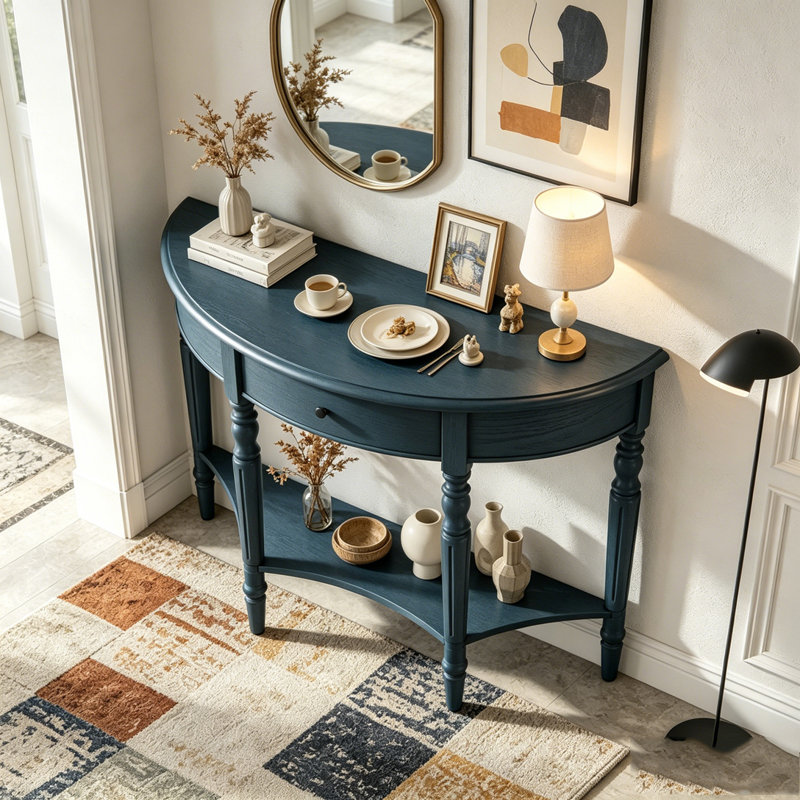 Console avec tiroir et tablette Farmhouse, Navy