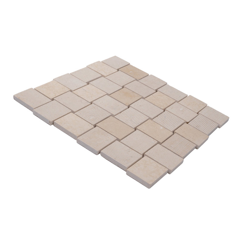 1.6 x 1.9 Marble Basketweave Mosaic Tile, Beige