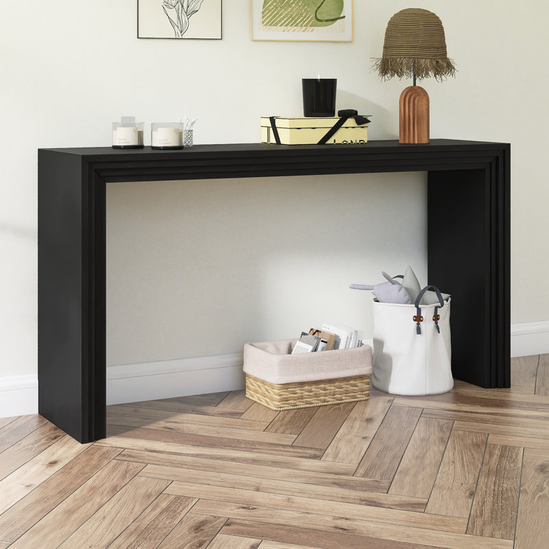 Modern Style Console Table Made Of Paulownia Solid Veneer, Black