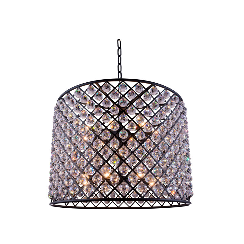 Swinney 12 - Light Drum Chandelier, Mocha Brown, Golden Teak (Smoky)