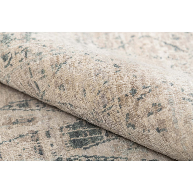 Hand Knotted Abstract Area Rug in Blue/Ivory, Rectangle 5' x 8'