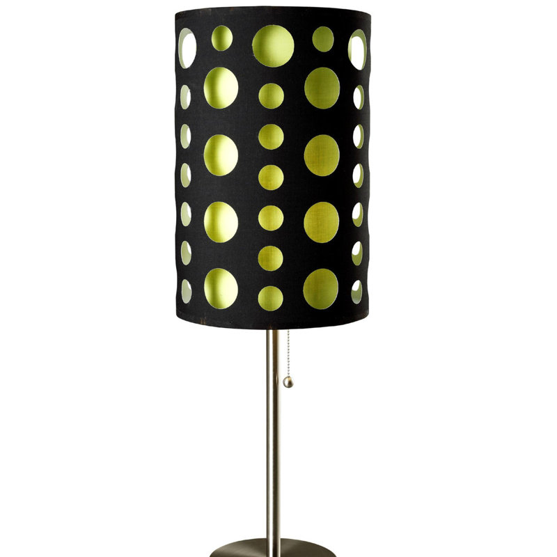 Lampe de table 33 po en métal de style rétro avec abat-jour, Noir/vert
