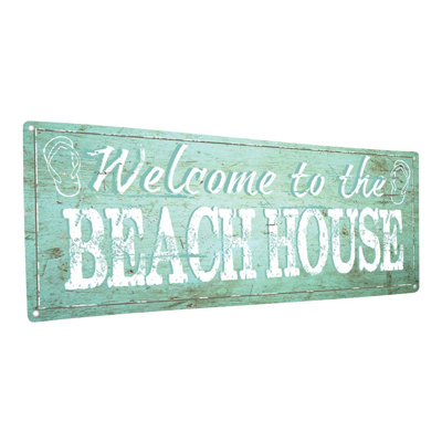 Panneau métallique "Welcome to the Beach House"