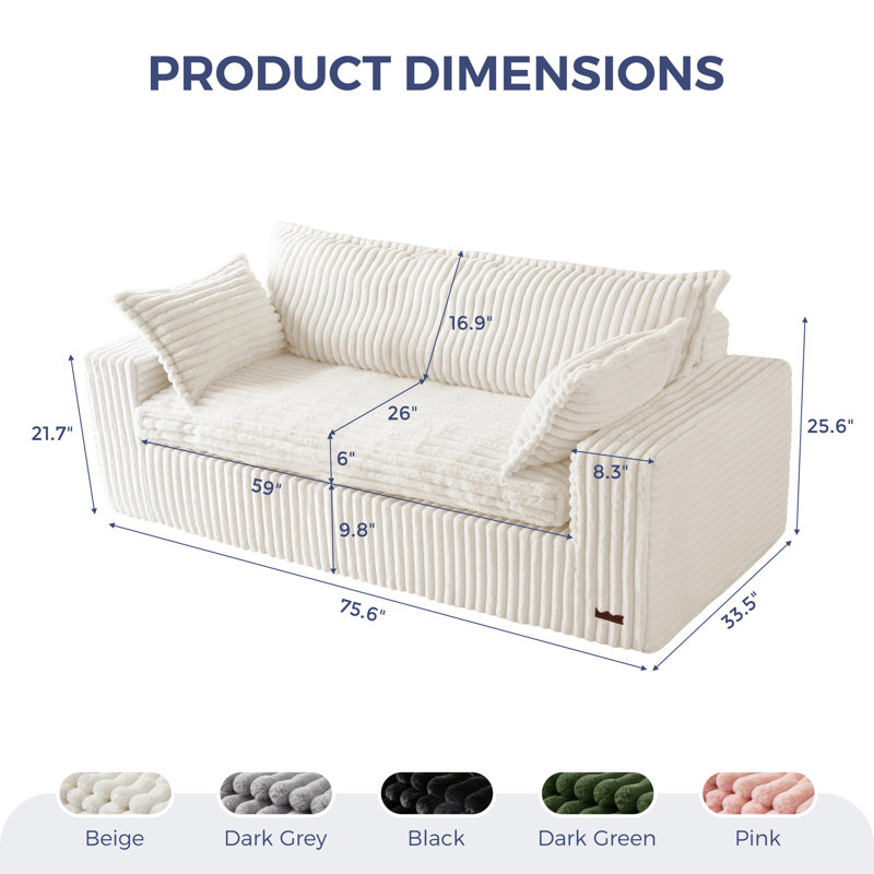 Fauteuil à billes Boneless, H 25,6 po x l 75,6 po x P 33,5 po, Beige
