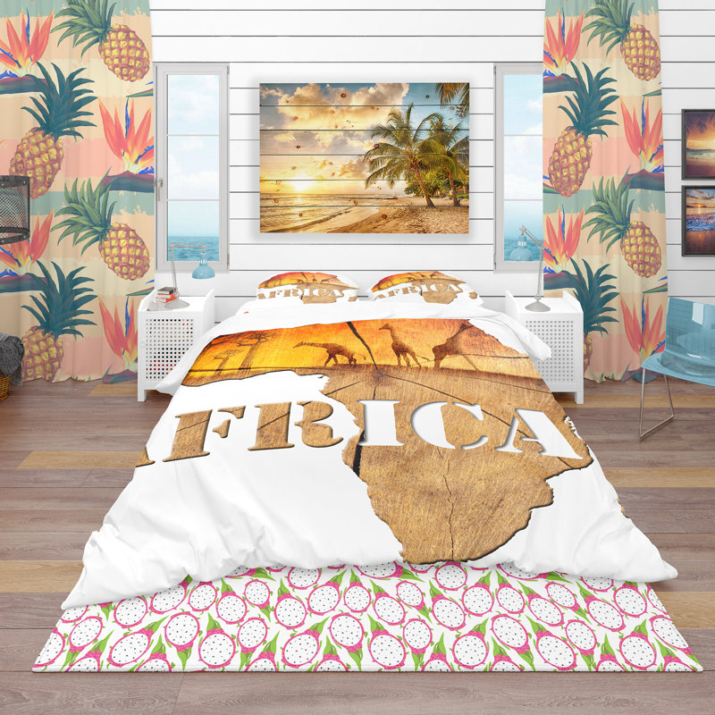 Ensemble de housse de couette tropical, Housse de couette double / grand + 2 taies