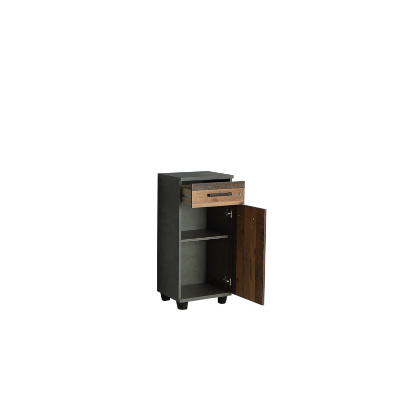 Aceituno Freestanding Bathroom Cabinet, Dark Grey Concrete/Vintage Old Wood