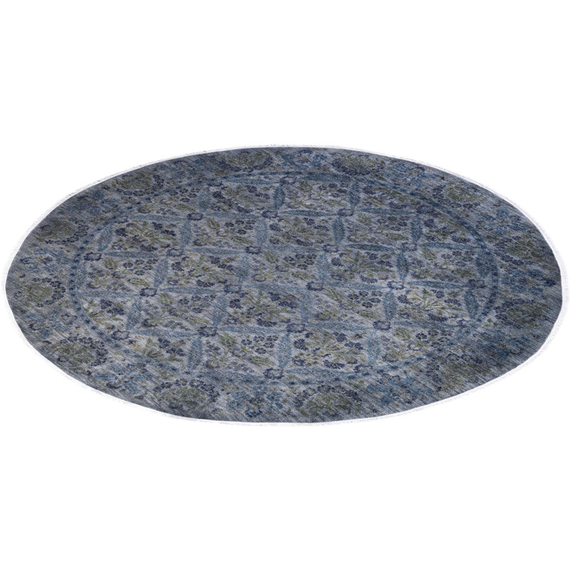 Tapis unique noué à la main Vibrance - gris, 8 pi 1 po x 8 pi 1 po