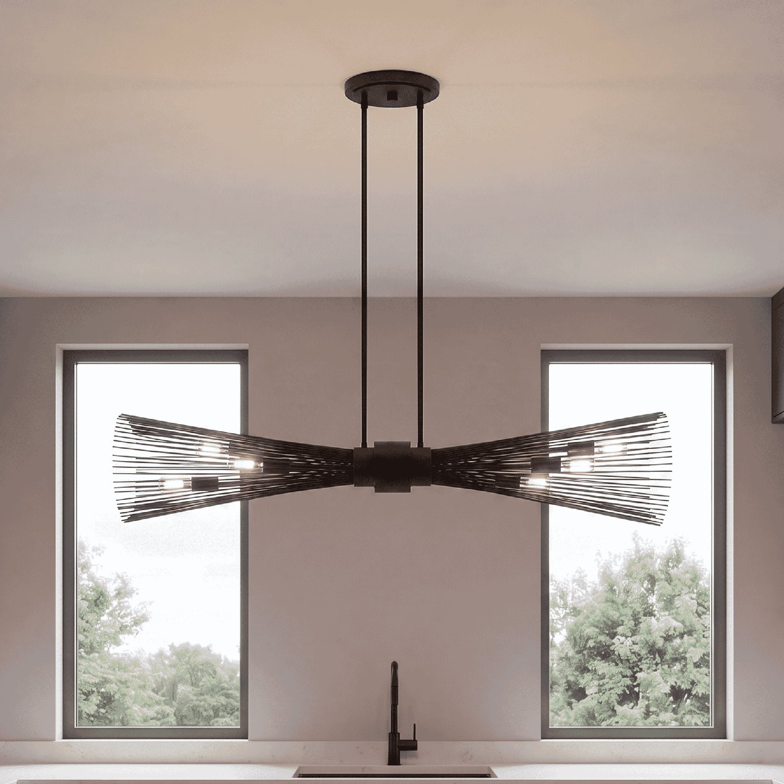 Iago 6 - Light Metal Dimmable Chandelier, Black