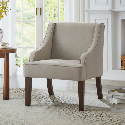 Fauteuil d'appoint Mid-Century moderne, fauteuil rembourré en tissu avec pieds en bois massif, fauteuil de lecture pour le salon, la chambre à coucher, le bureau