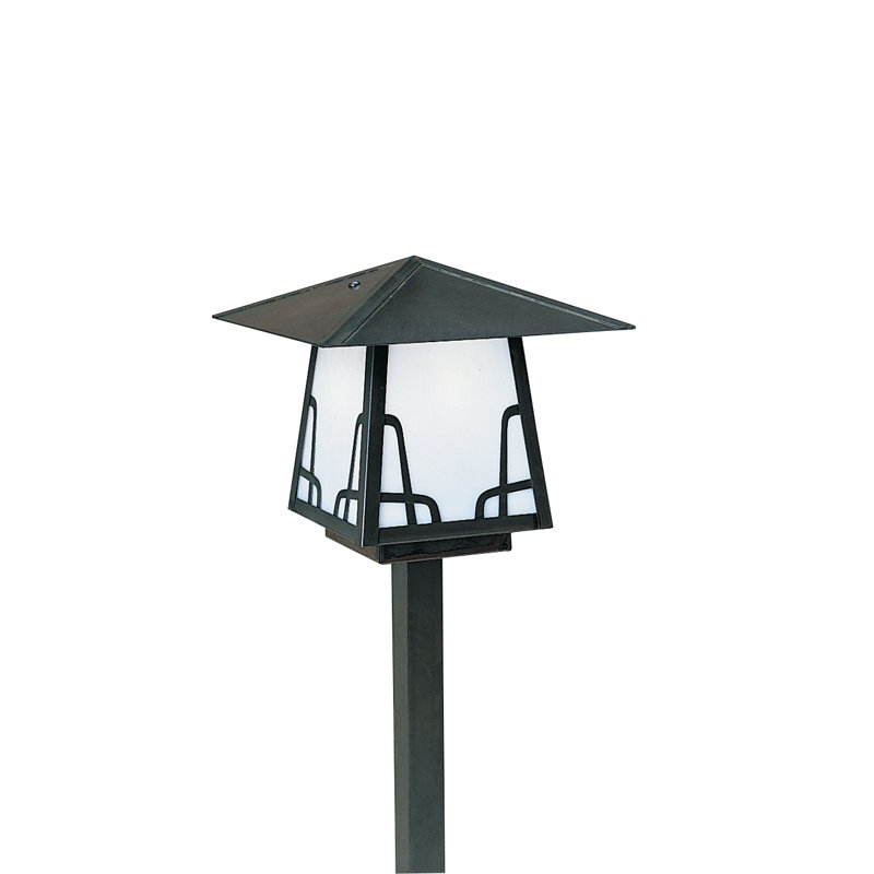 Éclairage de sentier 1 lumière Mannford, Bungalow, Vert-de-gris patine, Blanc opalescent