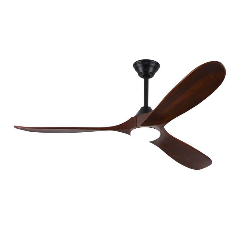 Ceiling Fan with LED Lights, 132cm, Brown Wood