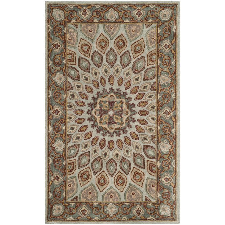 Gideon Hand Tufted Wool/Cotton/Latex Oriental Rug in Gray/Blue