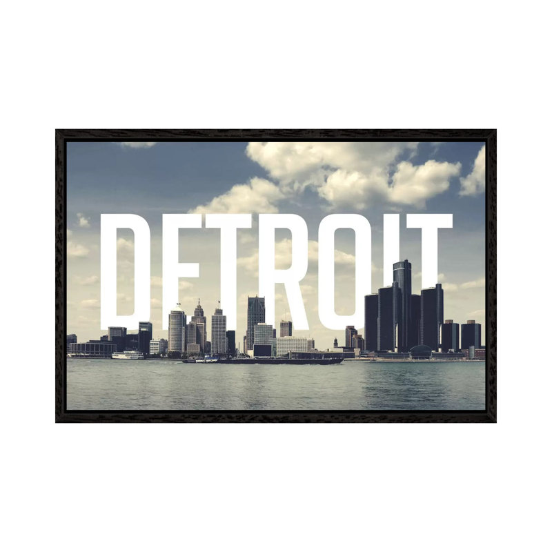 Detroit - Print on Canvas, 66.04 cm H x 45.72 cm W, Black Framed