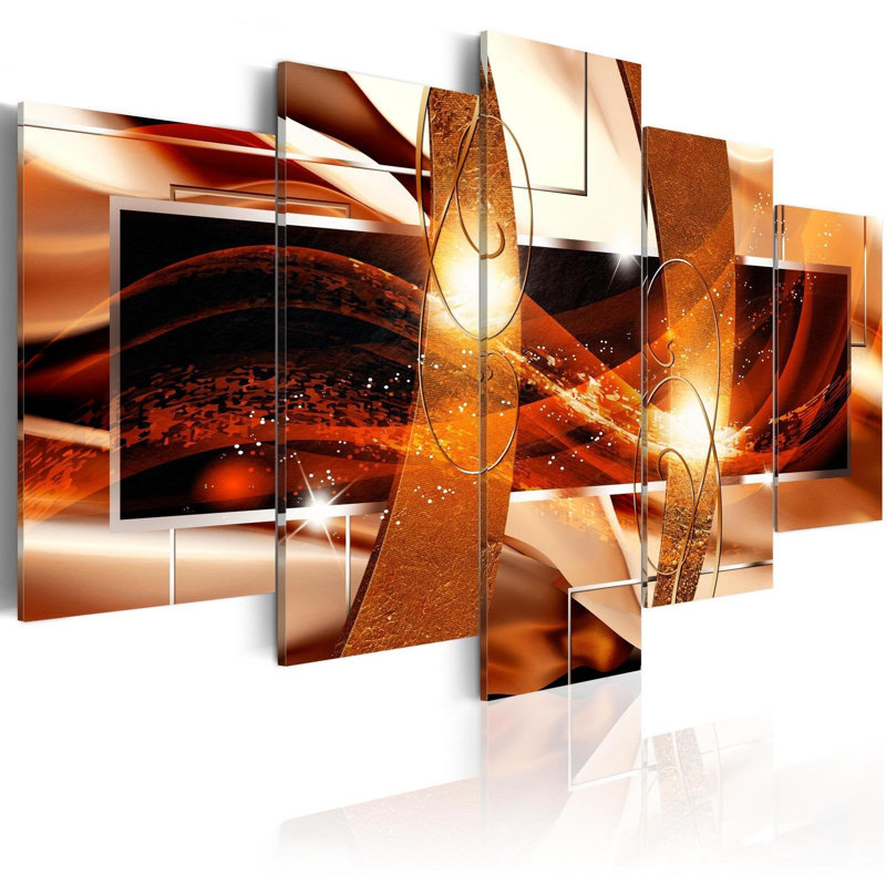 Feu de vie sur toile - 5 pièces, H 40 po x l 80 po x P 0,7 po