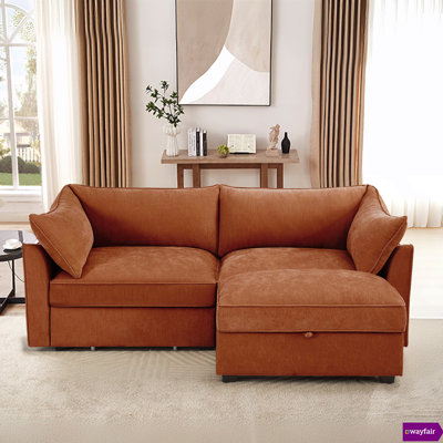 Canapé modulaire en chenille de L 78,7 po Shugar avec tiroirs de rangement coulissants sous chaque siège.