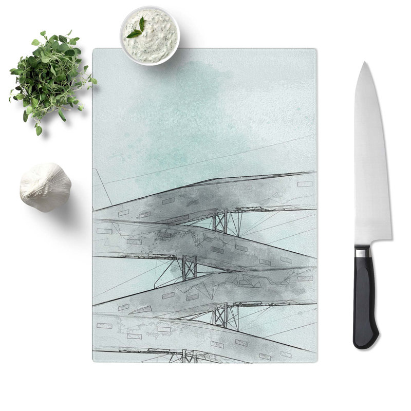 Tempered Glass Sketching the Architecture Vol.33 Chopping Board, 28.5 cm x 39 cm