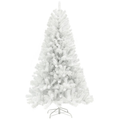 HOMCOM 9ft Tall Unlit Artificial Christmas Tree, White 2132 Branch Tips Flame Retardent Xmas Tree with Auto Open Design & Steel Base, Easy Assembly St