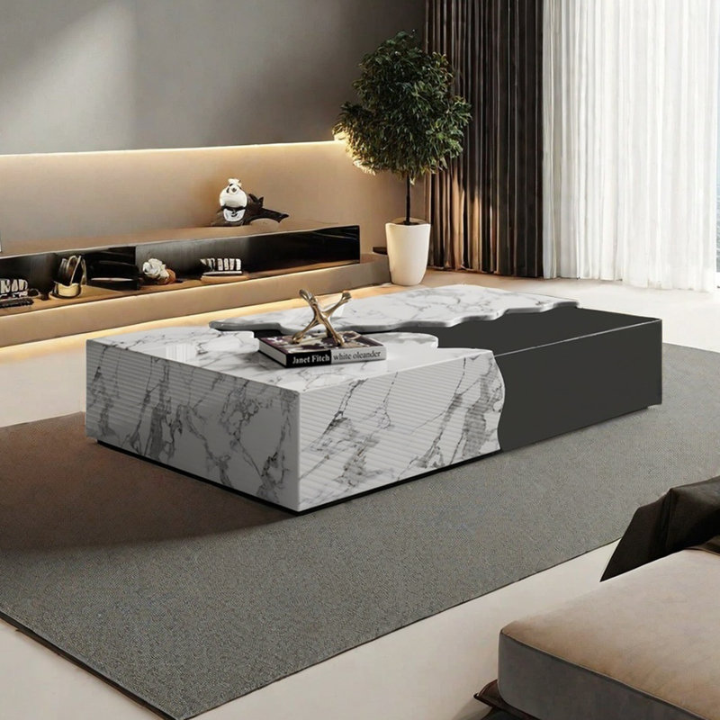 Stylish rectangular rock table, 12.6" H x 47.2" L x 23.6" W
