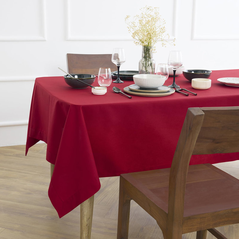 Dru Cotton Linen Plain Tablecloth, 120" x 60", Scarlet Red