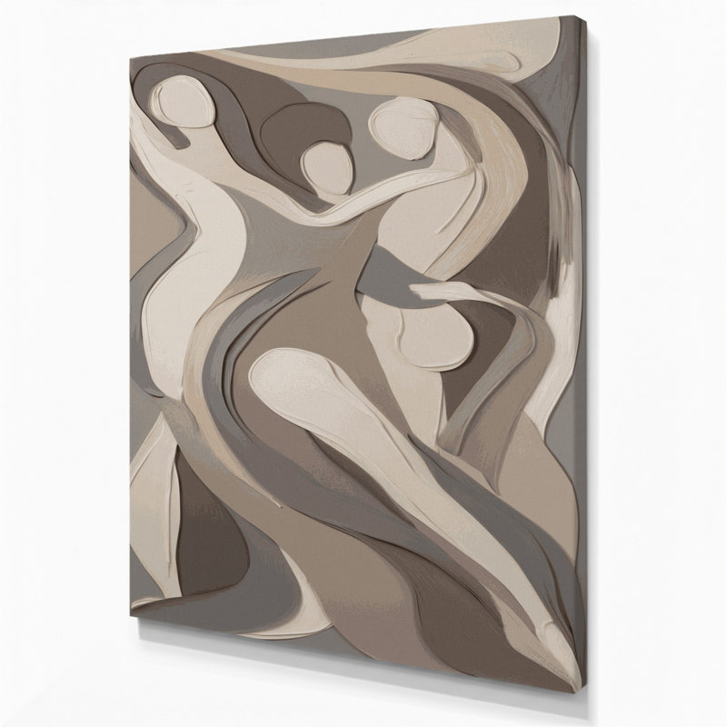 Abstrait art figuratif sur toile 26 gris, H 14 po x l 11 po