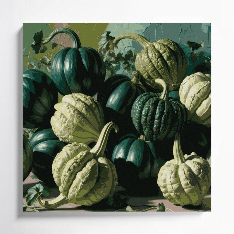 Art végétal sur toile vert Chayote, H 16 po x l 16 po