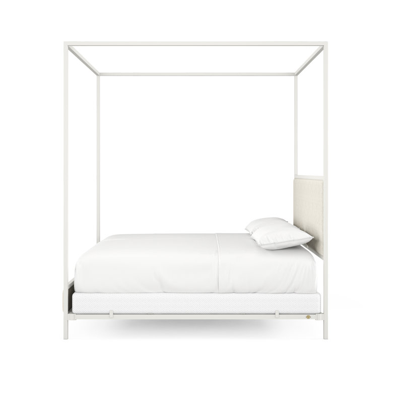 340 Modern Classic Canopy Bed | Complete Canopy, King, Matte White