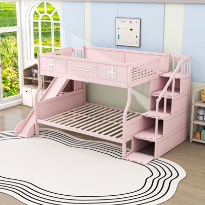 Lit superposé avec glissière et escalier de rangement