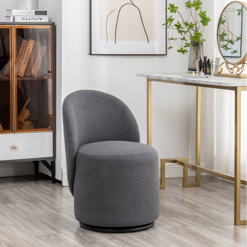 Annielise Upholstered Swivel Barrel Chair, Gray 100% Polyester