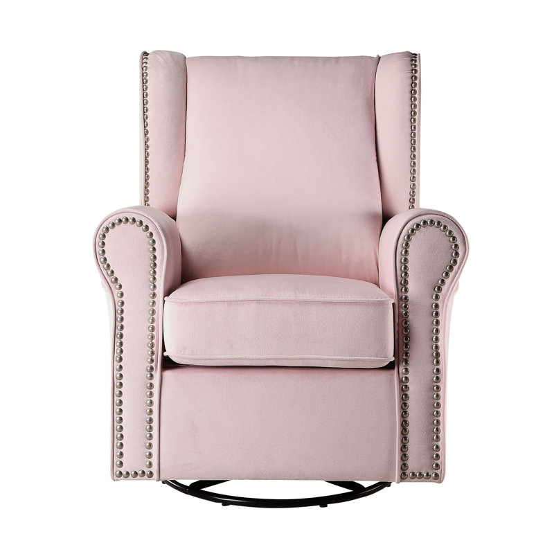 Fauteuil rose confortable avec garniture cloutée et coussin amovible - Pour la chambre à coucher