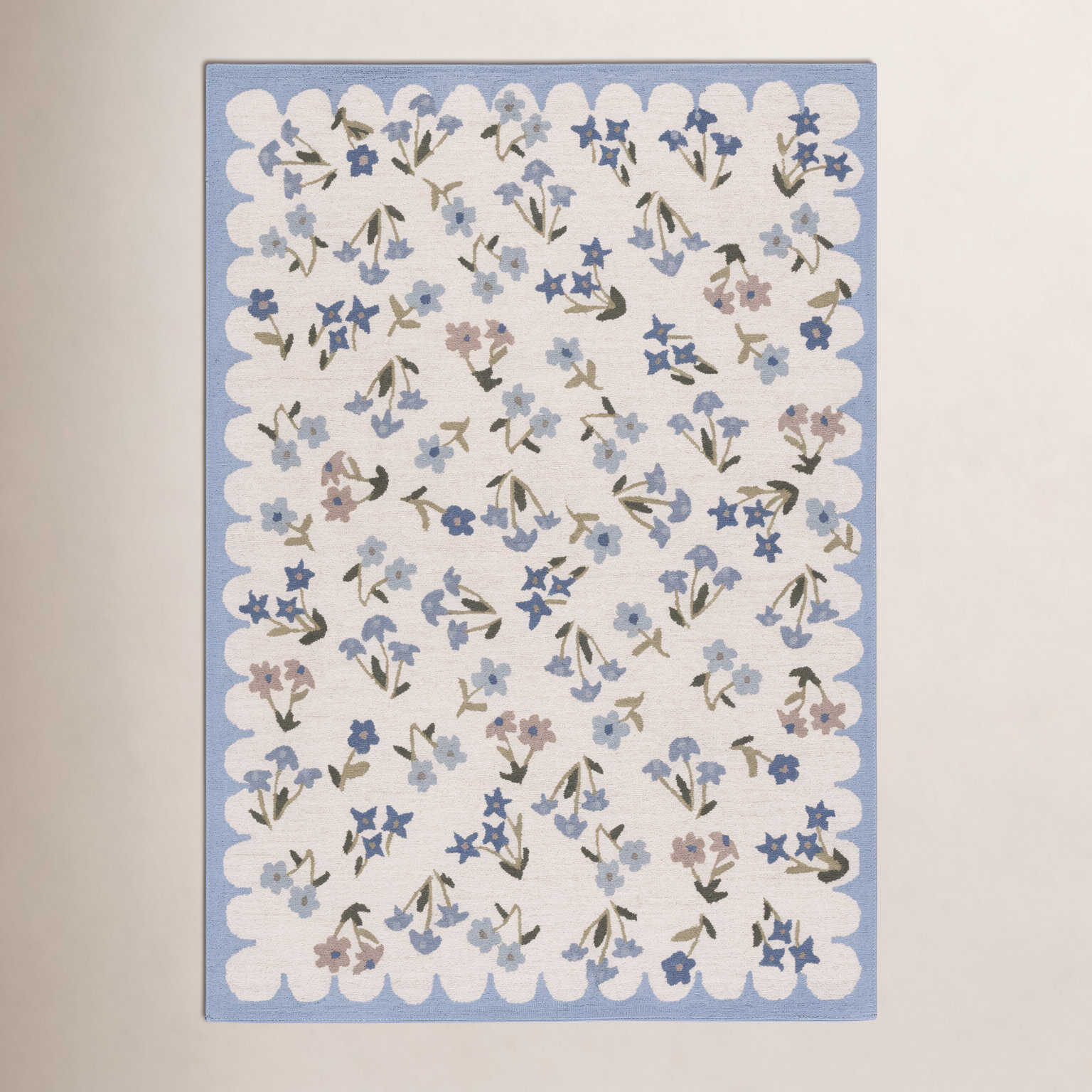 Hand-Tufted Wool Floral Outdoor Rug, Rectangle 3' x 5'
