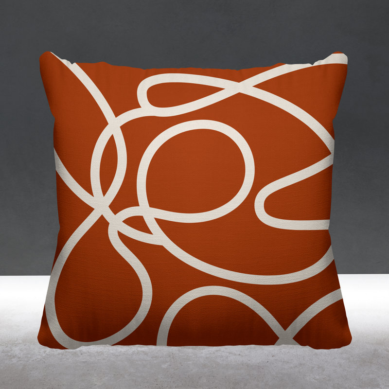 Abstract Outdoor Reversible Throw Pillow, 15" x 15", Burnt Orange, Square