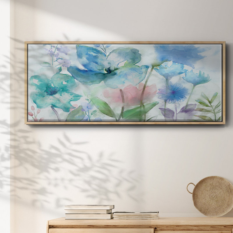 Mélange de bleus - toile encadrée, H 20 po x l 50 po