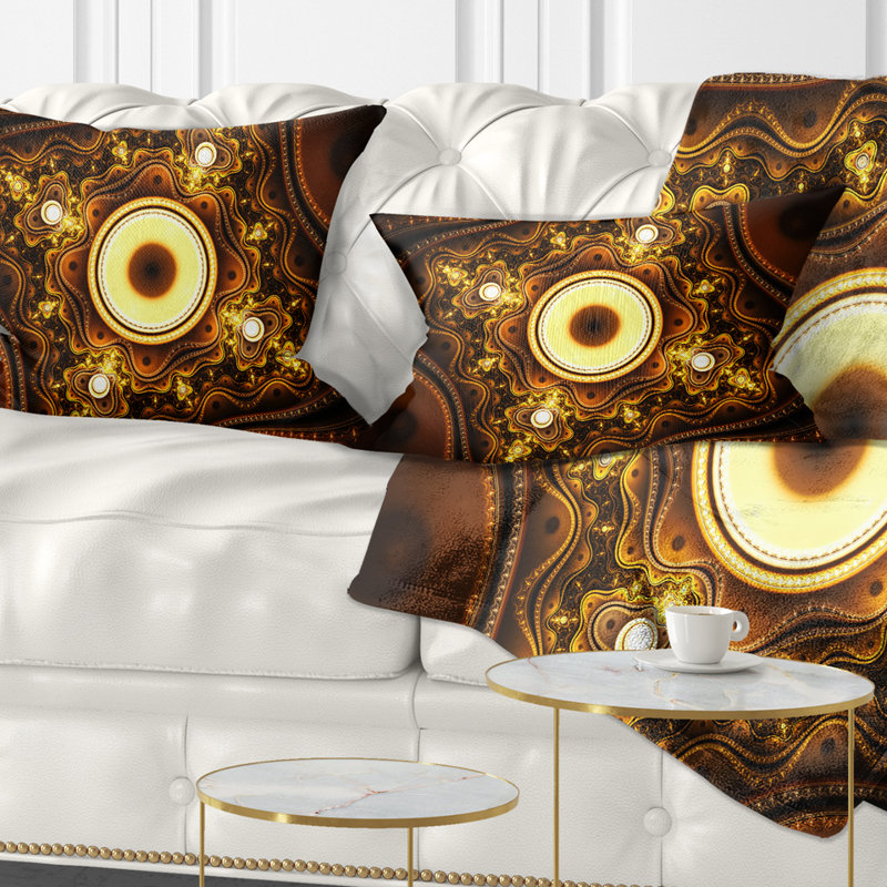 Coussin lombaire abstrait à motif fractal abstrait avec cercles