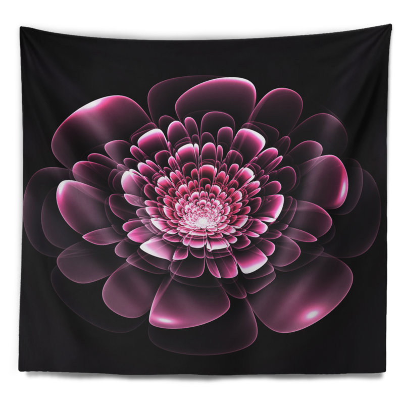 Tapisserie florale mauve à motif floral, H 50 po x l 60 po