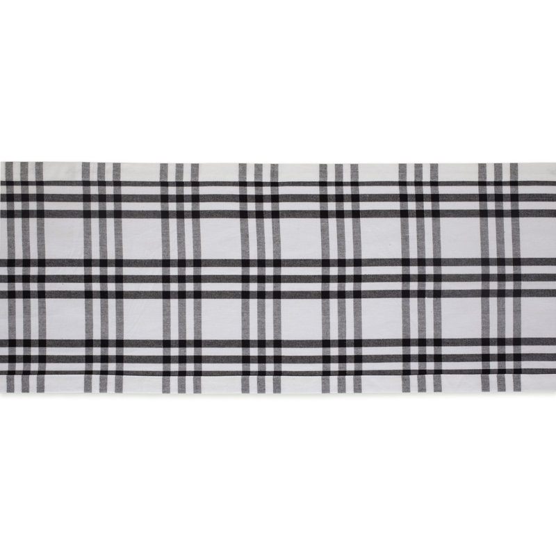 Celerie Check Table Runner, 72" L x 14" W, Black
