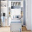 Lit double en bois avec armoire tout-en-un, tablette et prises, lit gigogne simple