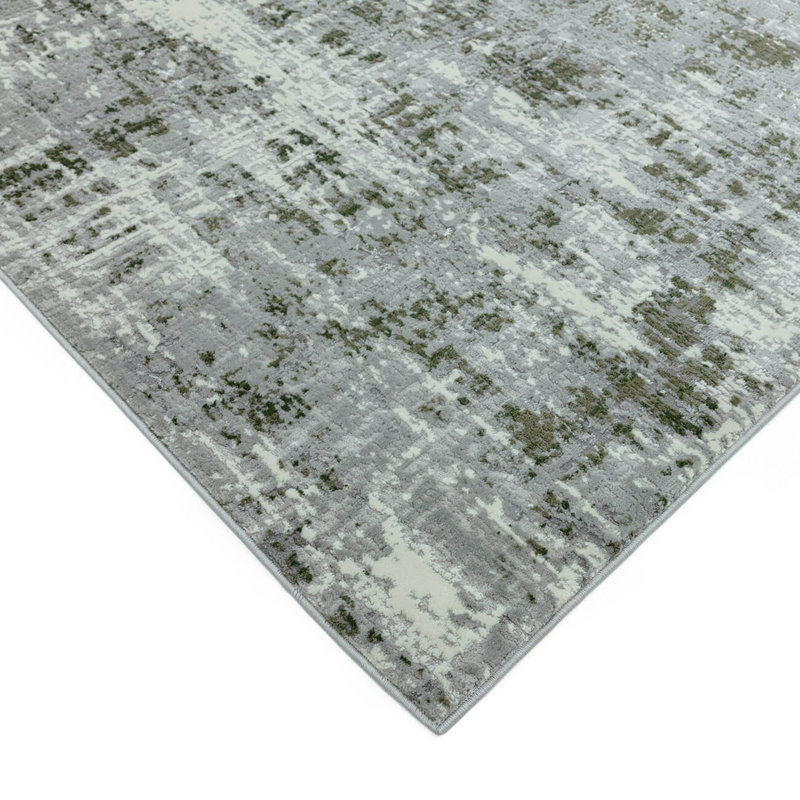 Abstract Green Modern Easy To Clean Abstract Rug For Dining Room Bedroom And Living Room, Chenille/Cotton